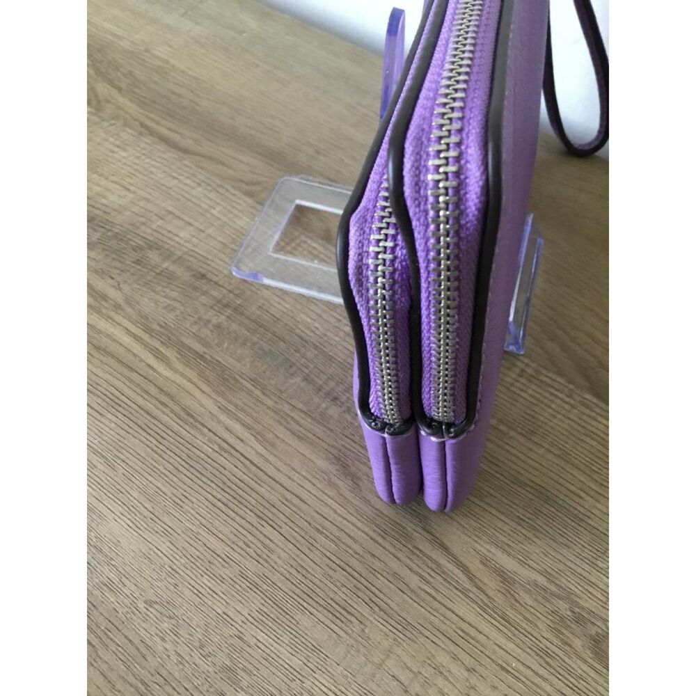Coach Purple Double Zip Corner Pebbled Leather Wristlet Wallet NWOT - Picture 6 of 7